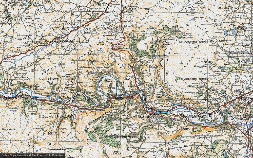 Old Map of Historic Map covering Bryn Alyn in 1921