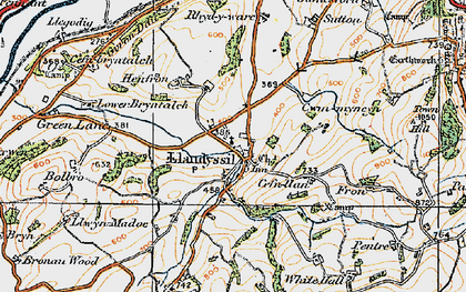 Old map of Llandyssil in 1921