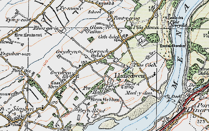 Old map of Llanedwen in 1922