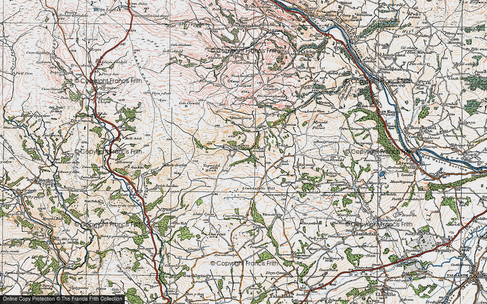 Old Map of Historic Map covering Ysgwydd Hwch in 1923