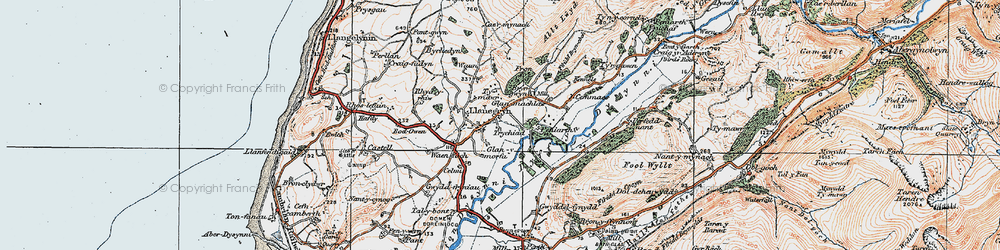 Old map of Llanegryn in 1922