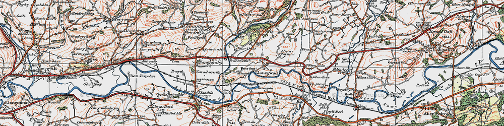 Old map of Afon Cothi in 1923