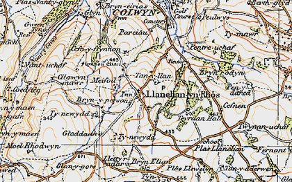 Old map of Llanelian yn-Rhôs in 1922