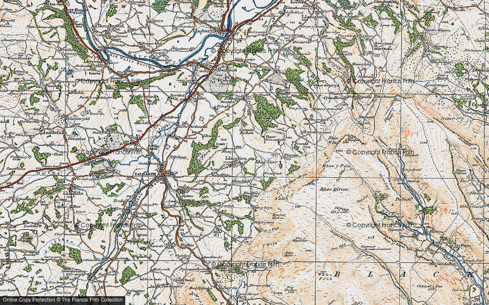 Old Map of Historic Map covering Bryn-ddwy-nant in 1919