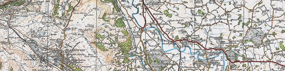 Old map of Llanellen in 1919