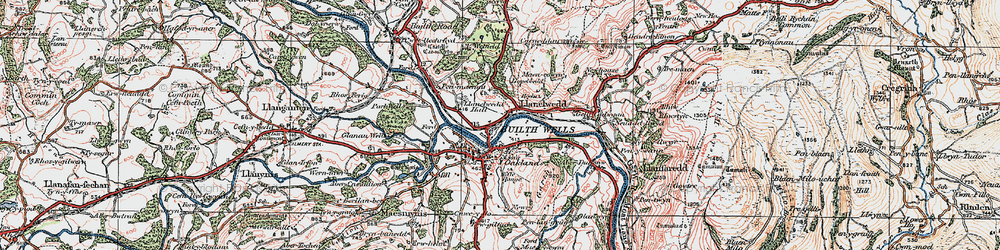 Old map of Llanelwedd in 1923