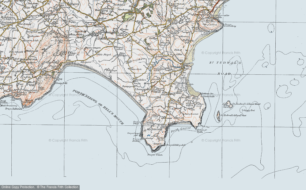 Old Map of Llanengan, 1922 in 1922