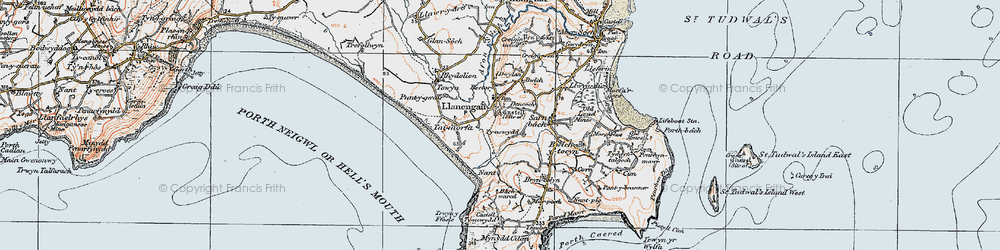Old map of Llanengan in 1922