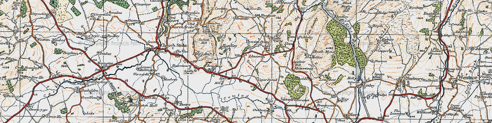 Old map of Llanerch in 1920