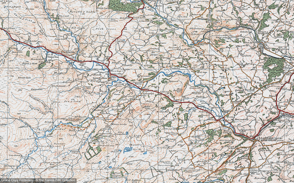 Old Map of Llanerfyl, 1921 in 1921