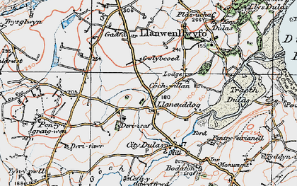 Old map of Llaneuddog in 1922