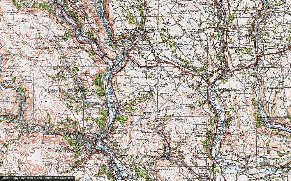Old Map of Historic Map covering Bryntaldwyn in 1919