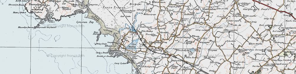 Old map of Llanfaelog in 1922
