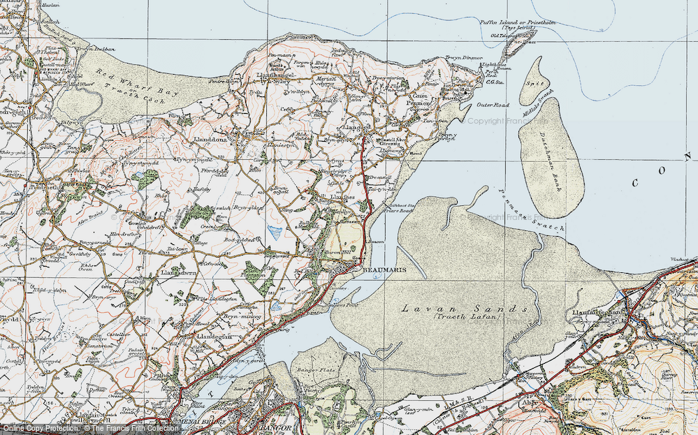 Old Map of Historic Map covering Bryn Glas in 1922