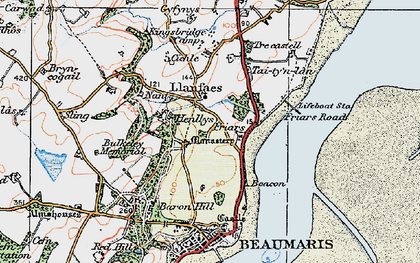Old map of Llanfaes in 1922