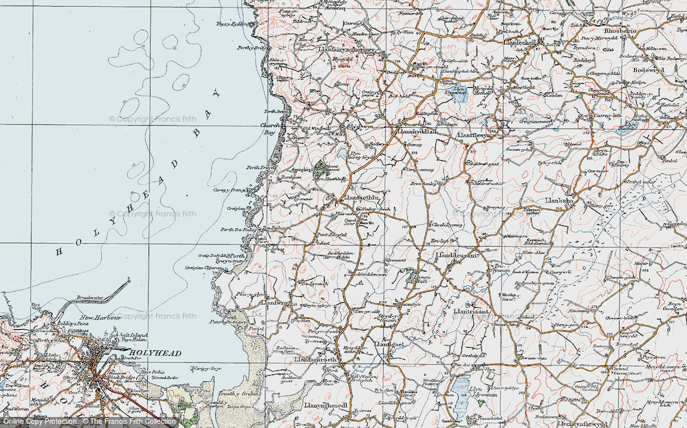 Old Map of Historic Map covering Bodfardden-ddu in 1922