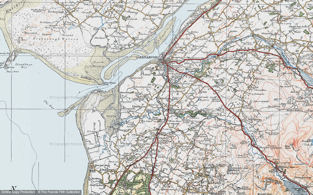Old Map of Historic Map covering Ysgubor Isaf in 1922