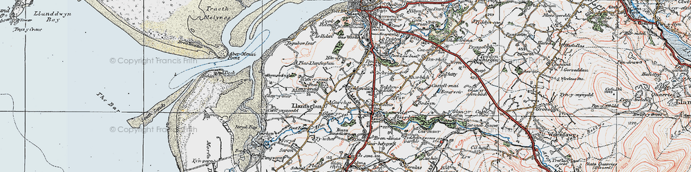 Old map of Llanfaglan in 1922