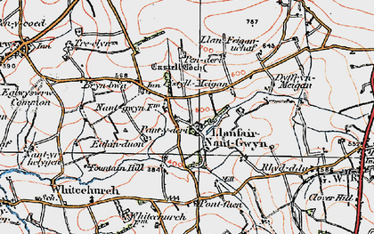 Old map of Llanfair-Nant-Gwyn in 1923