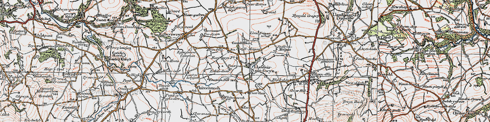 Old map of Llanfair-Nant-Gwyn in 1923