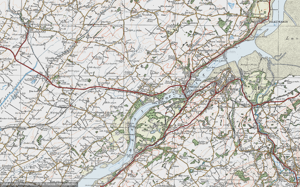 Old Map of Llanfair Pwllgwyngyll, 1922 in 1922
