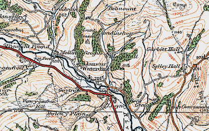 Old map of Llanfair Waterdine in 1920
