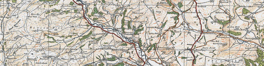 Old map of Llanfair Waterdine in 1920