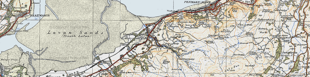 Old map of Llanfairfechan in 1922