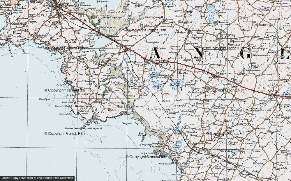 Old Map of Llanfairyneubwll, 1922 in 1922