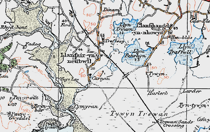 Old map of Ynys-las in 1922
