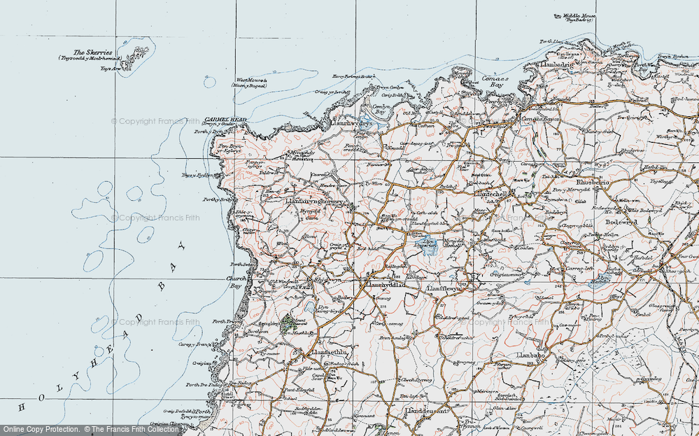 Old Map of Llanfairynghornwy, 1922 in 1922