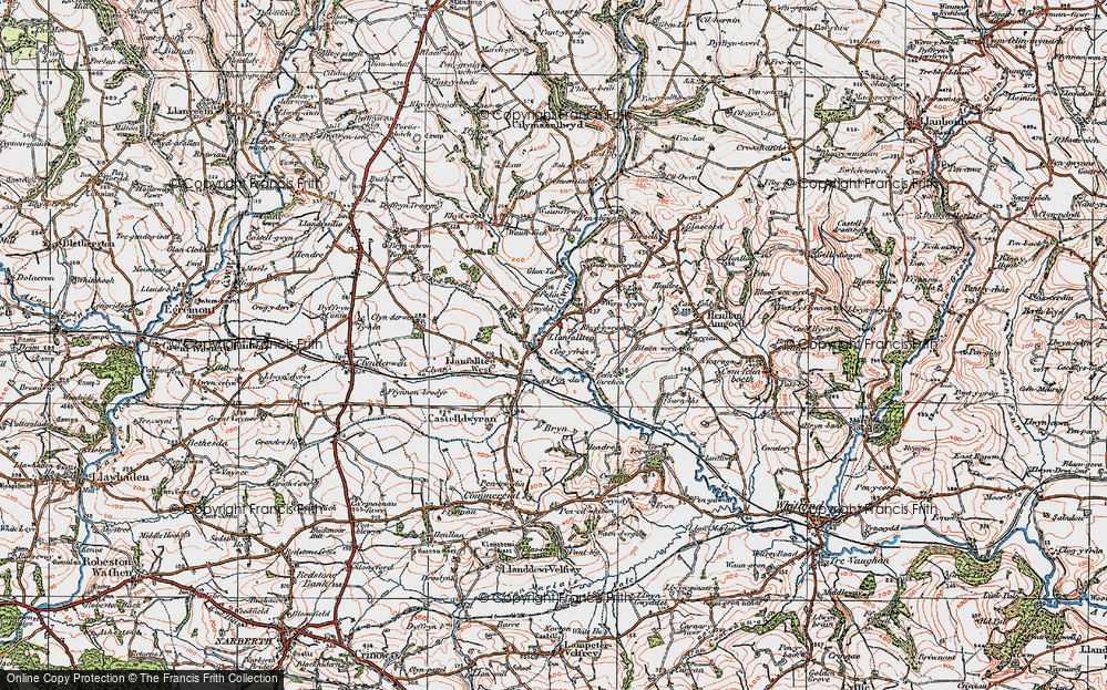 Old Map of Llanfallteg, 1922 in 1922