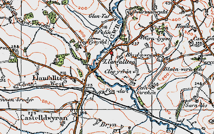 Old map of Llanfallteg in 1922