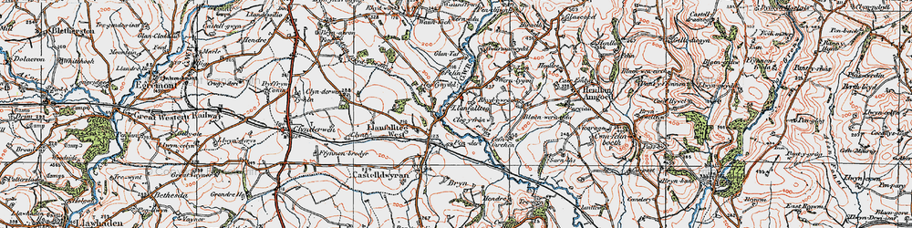 Old map of Llanfallteg in 1922