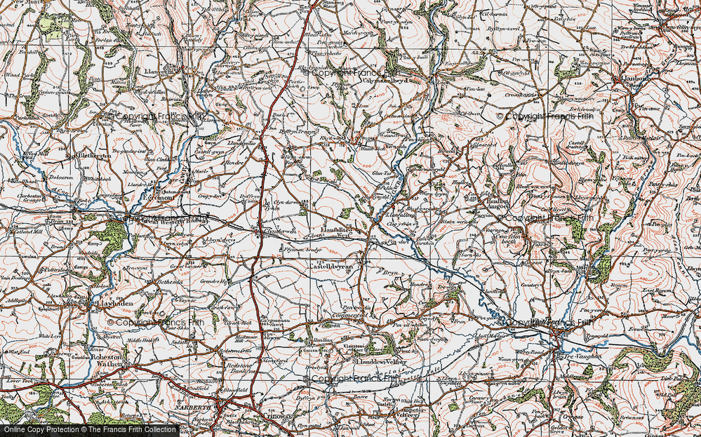 Old Map of Llanfallteg West, 1922 in 1922