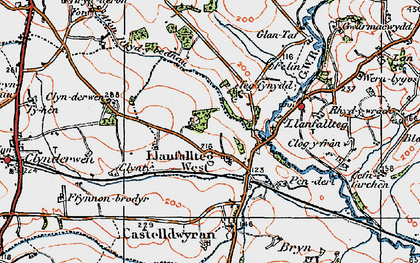 Old map of Llanfallteg West in 1922
