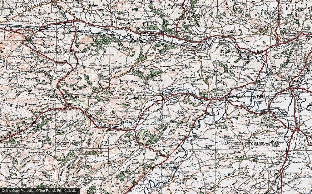 Old Map of Historic Map covering Bodynfoel in 1921
