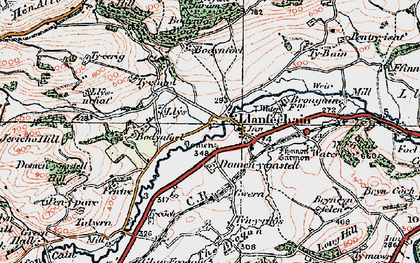 Old map of Llanfechain in 1921