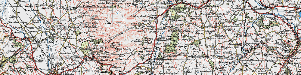 Old map of Llanferres in 1924