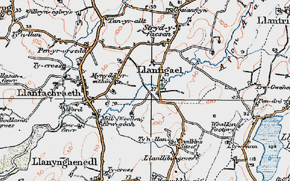Old map of Llanfigael in 1922