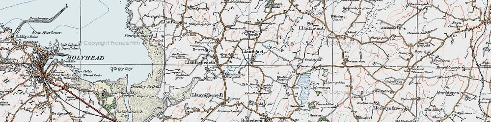 Old map of Llanfigael in 1922