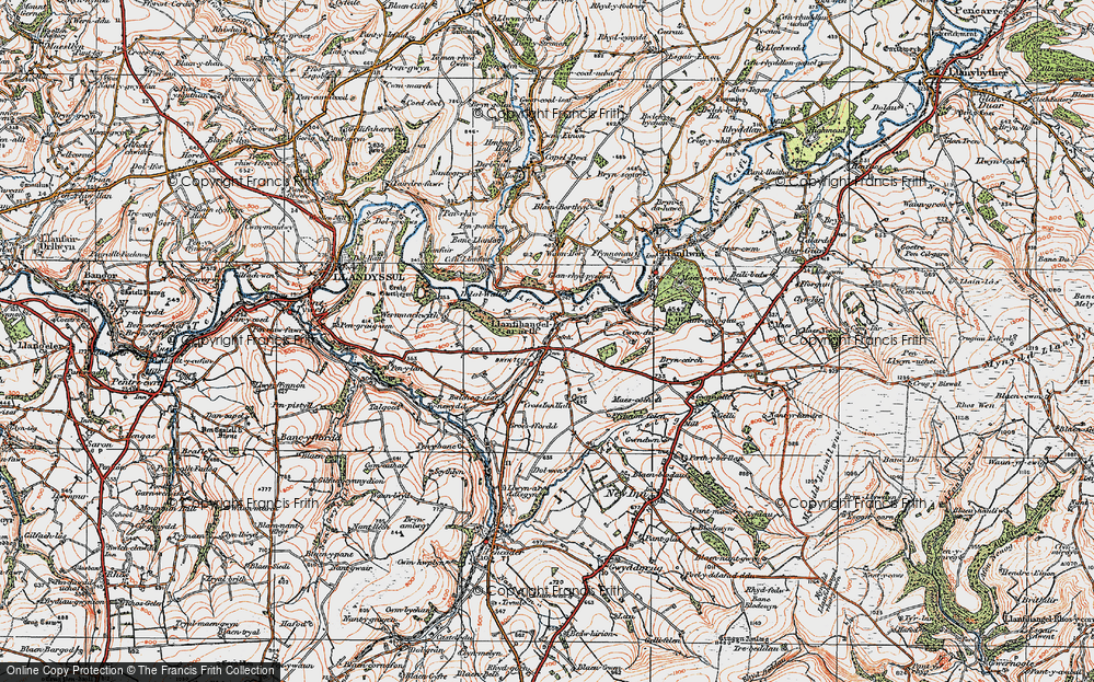 Old Map of Llanfihangel-ar-arth, 1923 in 1923