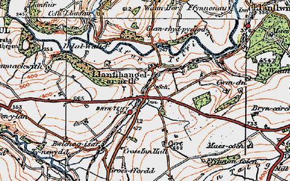 Old map of Llanfihangel-ar-arth in 1923