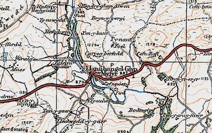 Old map of Llanfihangel Glyn Myfyr in 1922