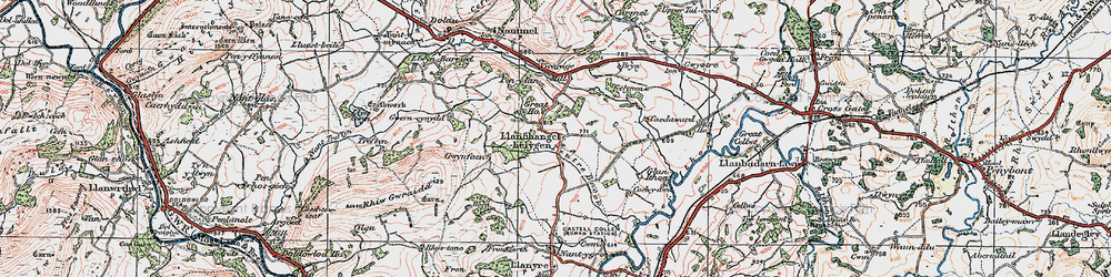 Old map of Llanfihangel-helygen in 1923