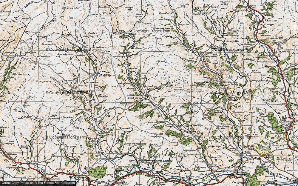 Old Map of Llanfihangel Nant Bran, 1923 in 1923