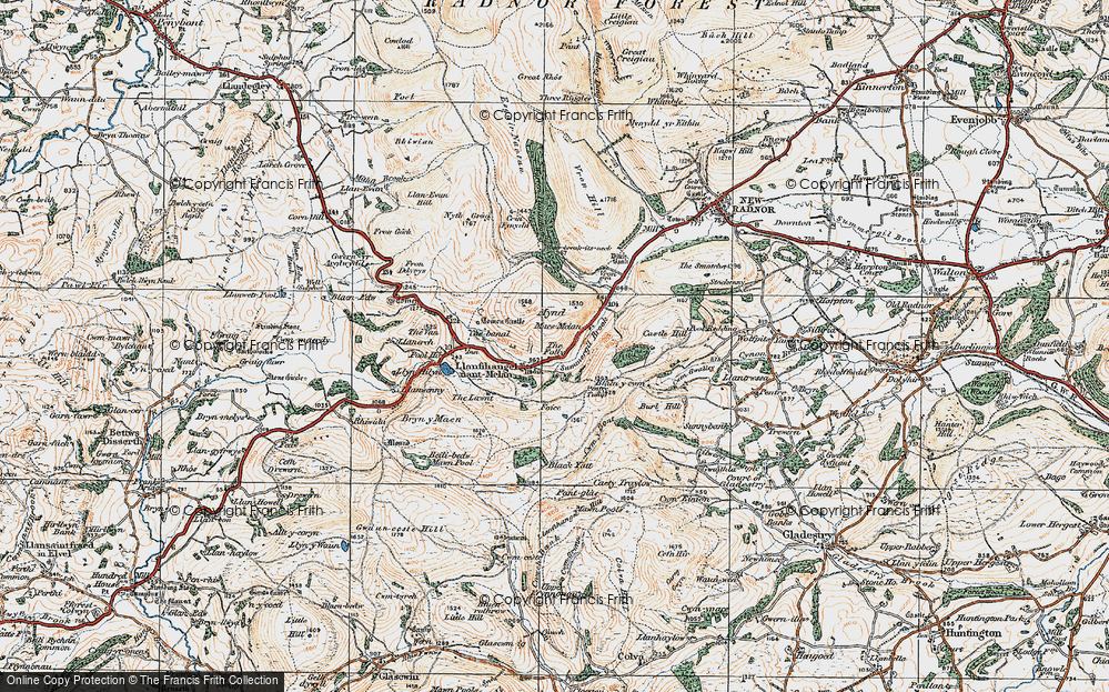 Old Map of Llanfihangel-nant-Melan, 1920 in 1920