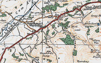 Old map of Llanfihangel Rhydithon in 1920