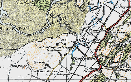 Old map of Llanfihangel-y-traethau in 1922