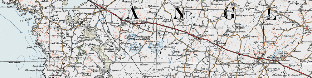 Old map of Llanfihangel yn Nhowyn in 1922